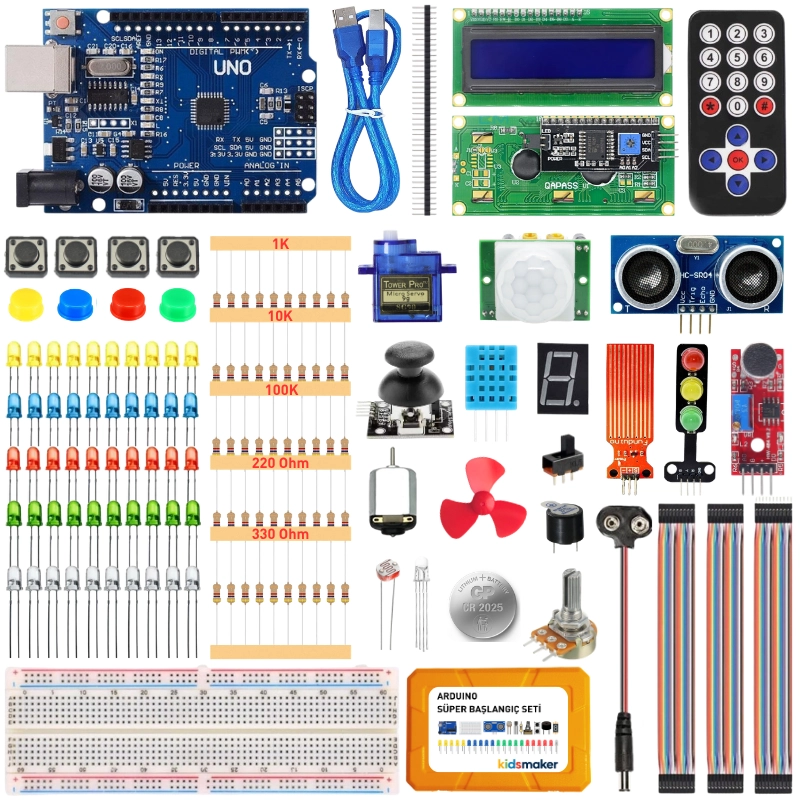 Arduino 193 Parça Süper Başlangıç Seti - Malzeme Kutulu
