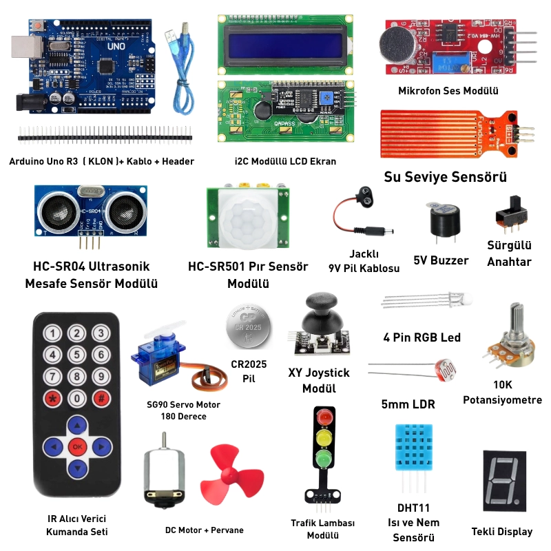 Arduino 193 Parça Süper Başlangıç Seti - Malzeme Kutulu