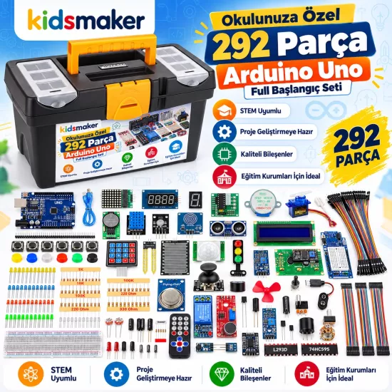 Taşıma Çantalı Arduino Uno 292 Parça Full Başlangıç Seti