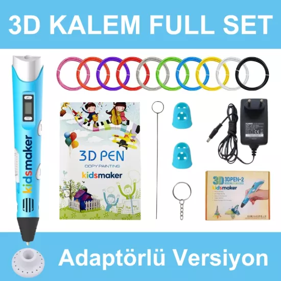 Mavi 3D Kalem Full Set