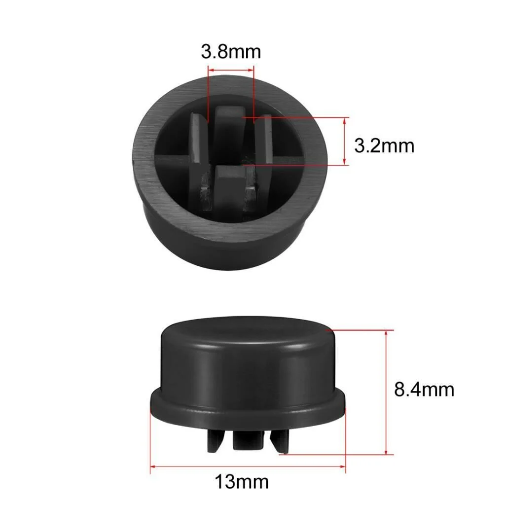 12x12 7.3mm Siyah Buton Şapkası