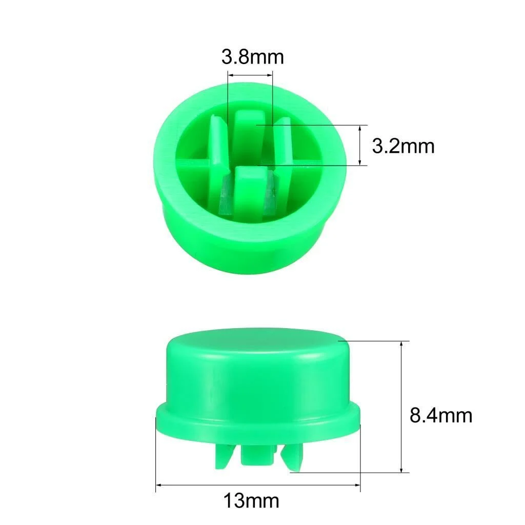 12x12 7.3mm Yeşil Buton Şapkası